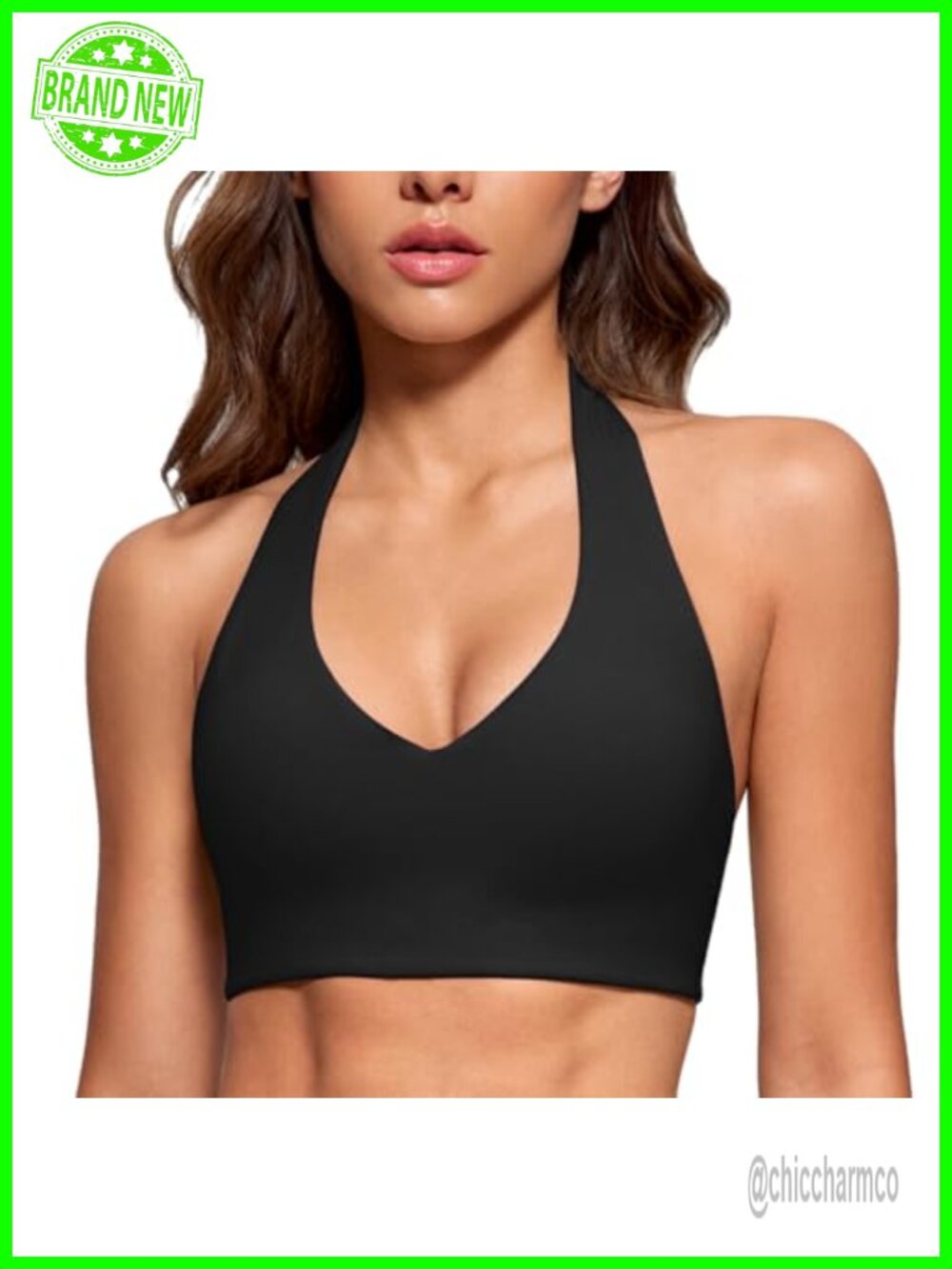 Halter Longline Sports Bra Padded Removable Wire Free Yoga